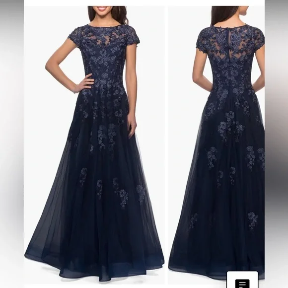chinese dress ladies ZAPAKA Women Dark Blue Bridesmaid Dress with Lace Up Back A-Line Square  Neck Corset Long Wedding Guest Dress